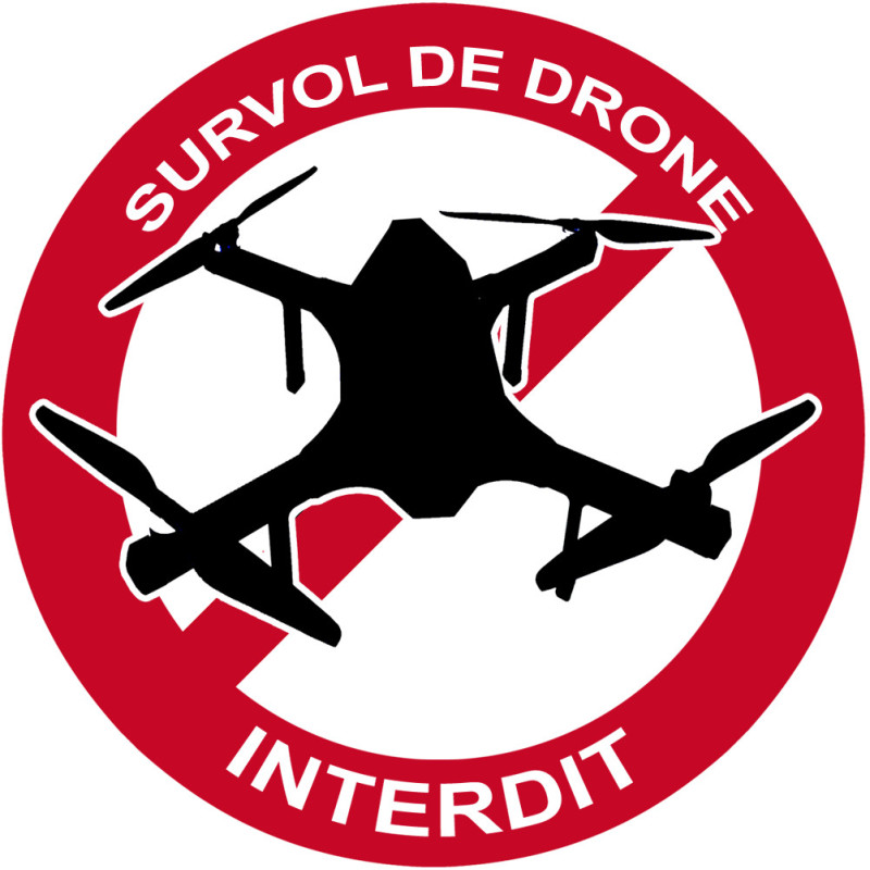 Survol de drône interdit - 15cm - Sticker/autocollant