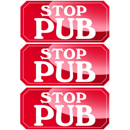 STOP PUB - 3 stickers de 7,5x3,5cm - Autocollant(sticker)