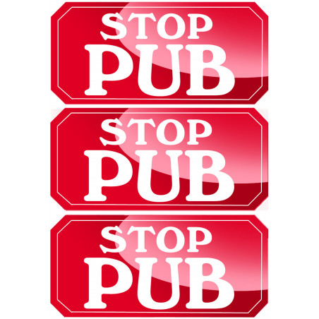 STOP PUB - 3 stickers de 7,5x3,5cm - Autocollant(sticker)