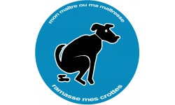 Stop aux crottes de chiens bleu - 10cm - Autocollant(sticker)