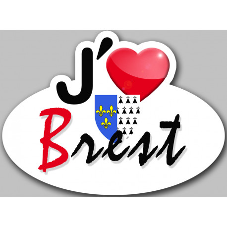 j'aime Brest - 13x10cm - Autocollant(sticker)