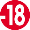 interdit moins 18 ans rouge - 10cm - Autocollant(sticker)