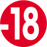 interdit moins 18 ans rouge - 15cm - Autocollant(sticker)