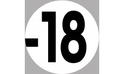 interdit moins 18 ans blanc - 15cm - Autocollant(sticker)