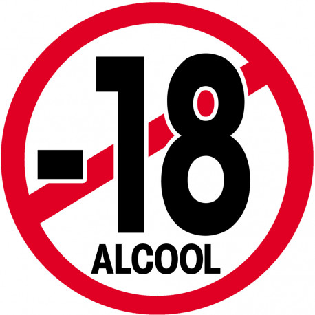 interdit moins 18 ans alcool (10cm) - Autocollant(sticker)