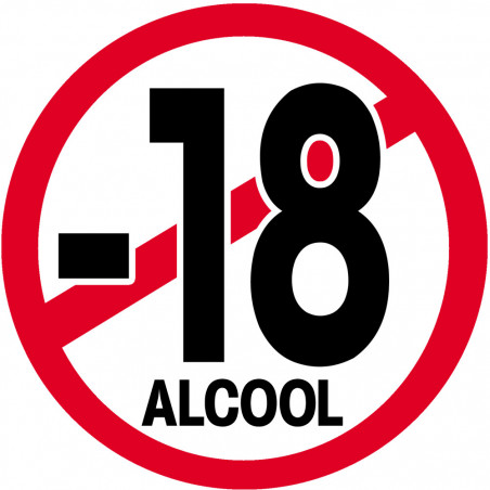 interdit moins 18 ans alcool (10cm) - Sticker / autocollant