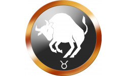 Signe du Zodiaque Taureau Rond Doré (5cm de diamètre) - Autocollant(sticker)