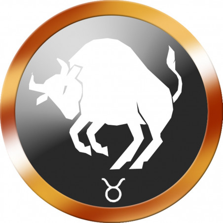 Signe du Zodiaque Taureau Rond Doré (5cm de diamètre) - Autocollant(sticker)