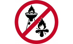 feu et barbecue Interdit - 5cm - Autocollant(sticker)