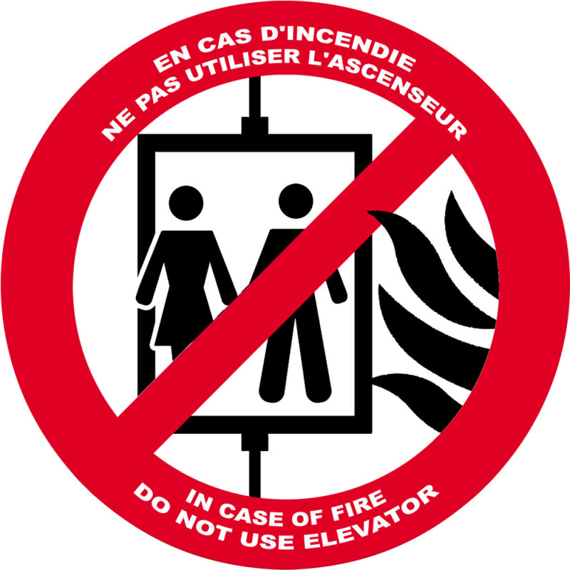 En cas d'incendie ne pas utiliser l'ascenceur - 15cm - Sticker/autocol