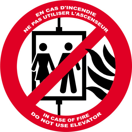 En cas d'incendie ne pas utiliser l'ascenceur - 15cm - Sticker/autocol