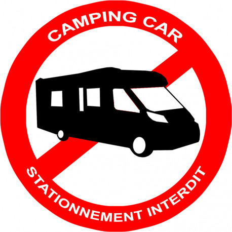 Stationnement interdit aux camping car - 10cm - Autocollant(sticker)