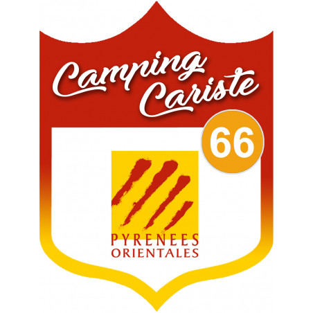 blason camping cariste Pyrénées Orientales 66 - 15x11.2cm - Autocollant(sticker)