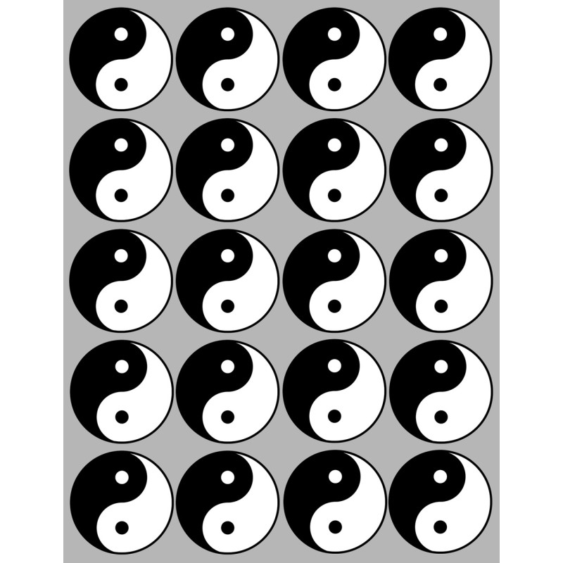 Yin Yang - 20 stickers de 5cm - Sticker/autocollant