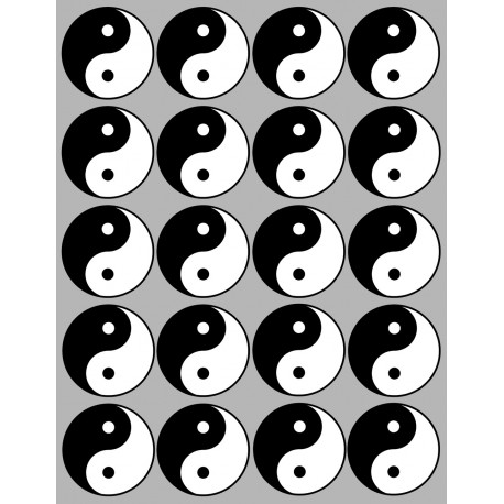 Yin Yang - 20 stickers de 5cm - Autocollant(sticker)