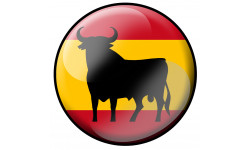drapeau rond Taureau Espagnol - 10cm - Autocollant(sticker)