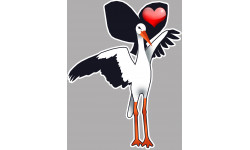 Cigogne coeur Alsacien - 10x7,5cm - Autocollant(sticker)