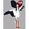 Cigogne coeur Alsacien - 10x7,5cm - Autocollant(sticker)