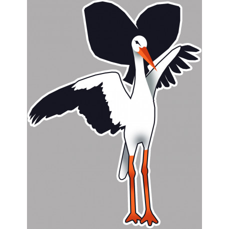 Cigogne Alsacienne - 10x7,5cm - Autocollant(sticker)