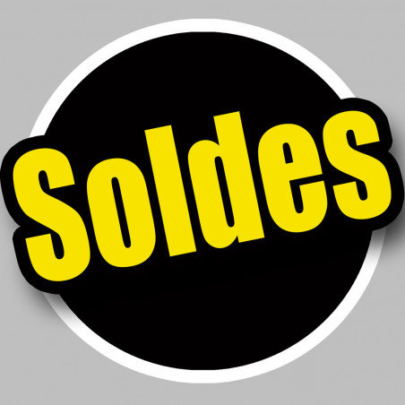 Solde Rond noir et jaune - 15cm - Autocollant(sticker)