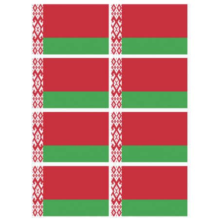 Drapeau Biélorussie - 8 stickers - 9.5 x 6.3 cm - Autocollant(sticker)