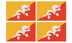 Drapeau Bhutan - 4 stickers - 9.5 x 6.3 cm - Autocollant(sticker)