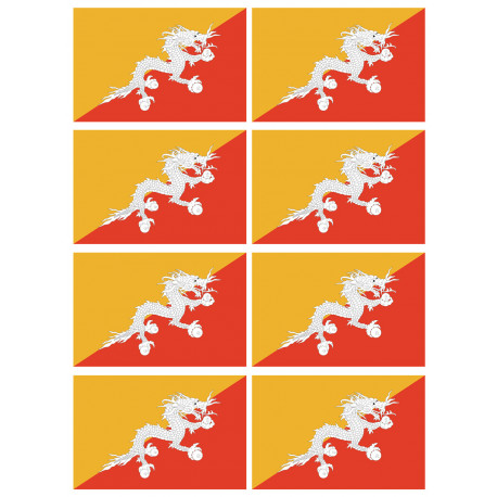 Drapeau Bhutan - 8 stickers - 9.5 x 6.3 cm - Autocollant(sticker)