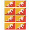 Drapeau Bhutan - 8 stickers - 9.5 x 6.3 cm - Autocollant(sticker)