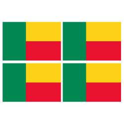 Drapeau Bénin - 4 stickers - 9.5 x 6.3 cm - Sticker/autocollant