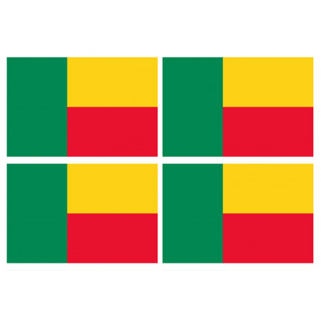 Drapeau Bénin - 4 stickers - 9.5 x 6.3 cm - Autocollant(sticker)