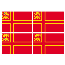 drapeau Normand avec Lions - 4 stickers - 9.5 x 6.3 cm - Sticker/autoc