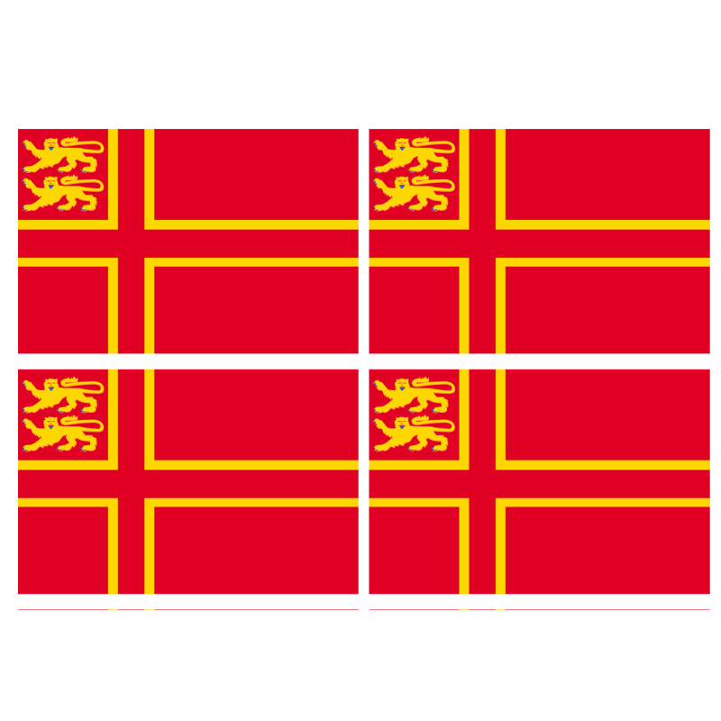 drapeau Normand avec Lions - 4 stickers - 9.5 x 6.3 cm - Sticker/autoc