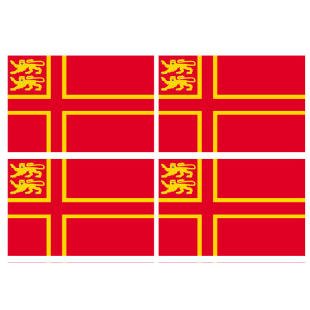 drapeau Normand avec Lions - 4 stickers - 9.5 x 6.3 cm - Sticker/autoc
