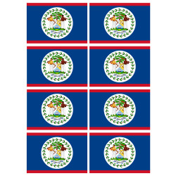 Drapeau Belize - 8 stickers - 9.5 x 6.3 cm - Sticker/autocollant