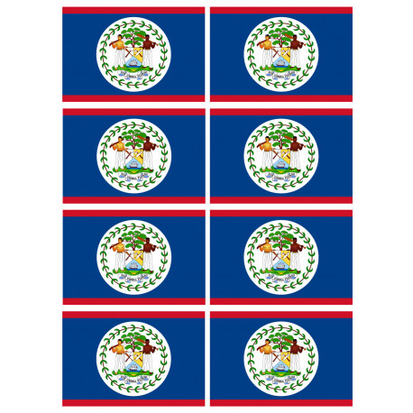 Drapeau Belize - 8 stickers - 9.5 x 6.3 cm - Autocollant(sticker)