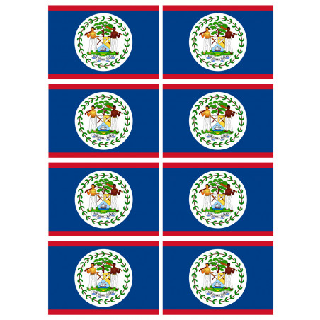 Drapeau Belize - 8 stickers - 9.5 x 6.3 cm - Autocollant(sticker)