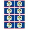 Drapeau Belize - 8 stickers - 9.5 x 6.3 cm - Sticker/autocollant