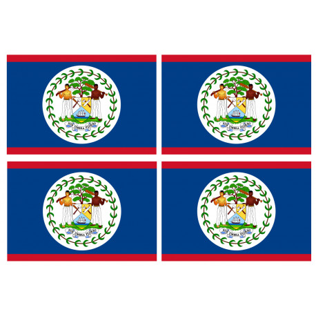 Drapeau Belize - 4 stickers - 9.5 x 6.3 cm - Autocollant(sticker)