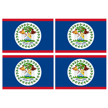 Drapeau Belize - 4 stickers - 9.5 x 6.3 cm - Autocollant(sticker)