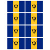 Drapeau Barbade - 8 stickers - 9.5 x 6.3 cm - Sticker/autocollant