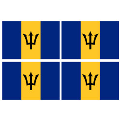 Drapeau Barbade - 4 stickers - 9.5 x 6.3 cm - Sticker/autocollant