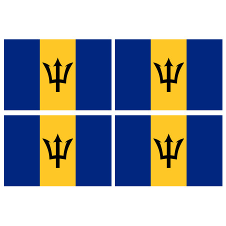 Drapeau Barbade - 4 stickers - 9.5 x 6.3 cm - Sticker/autocollant