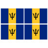 Drapeau Barbade - 4 stickers - 9.5 x 6.3 cm - Sticker/autocollant