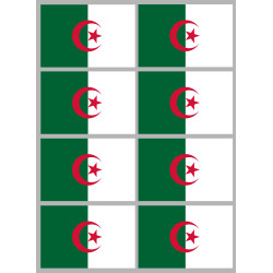 Drapeau Algérie - 8 stickers - 9.5 x 6.3 cm - Sticker/autocollant