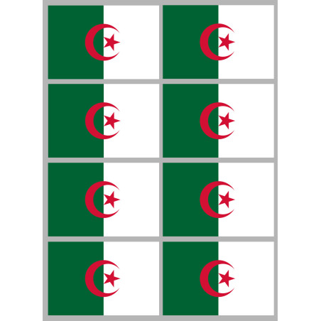 Drapeau Algérie - 8 stickers - 9.5 x 6.3 cm - Sticker/autocollant