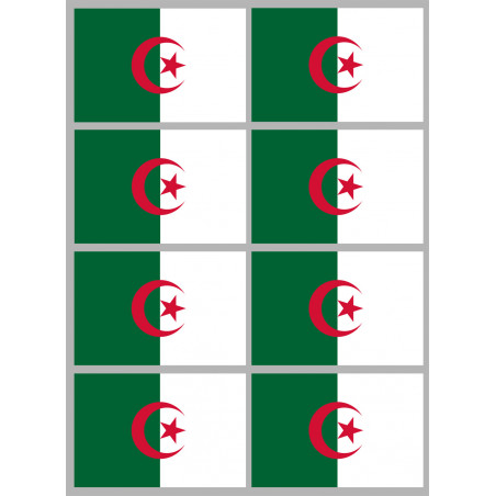 Drapeau Algérie - 8 stickers - 9.5 x 6.3 cm - Autocollant(sticker)