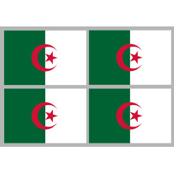 Drapeau Algérie - 4 stickers - 9.5 x 6.3 cm - Sticker/autocollant