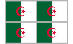 Drapeau Algérie - 4 stickers - 9.5 x 6.3 cm - Autocollant(sticker)