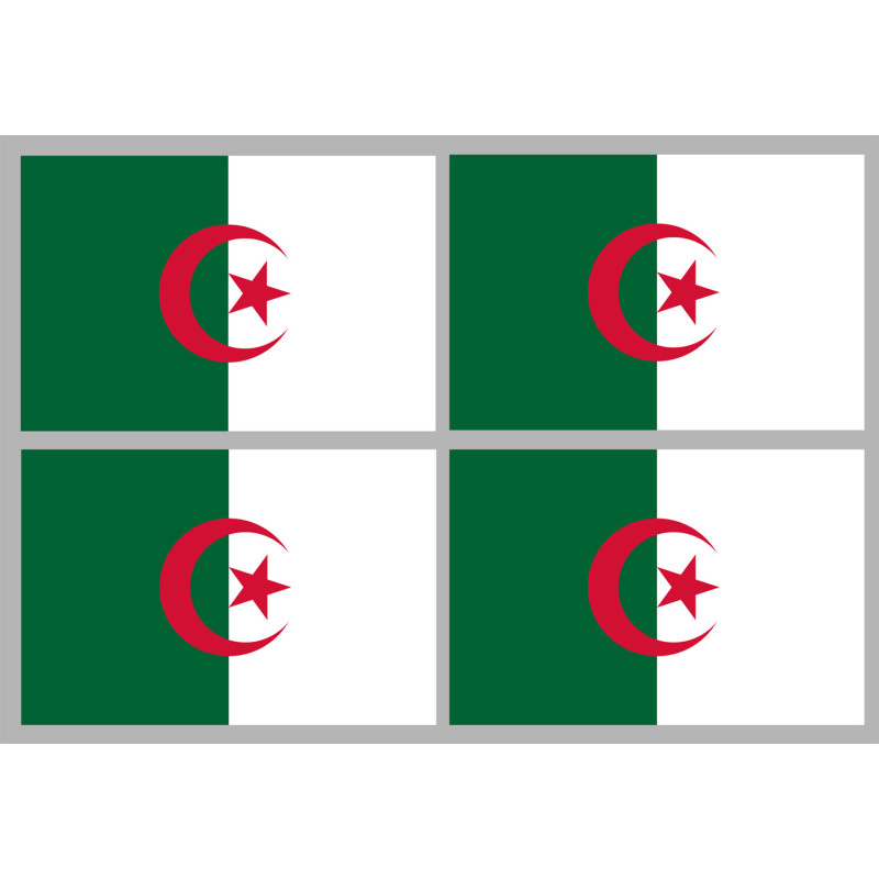 Drapeau Algérie - 4 stickers - 9.5 x 6.3 cm - Sticker/autocollant