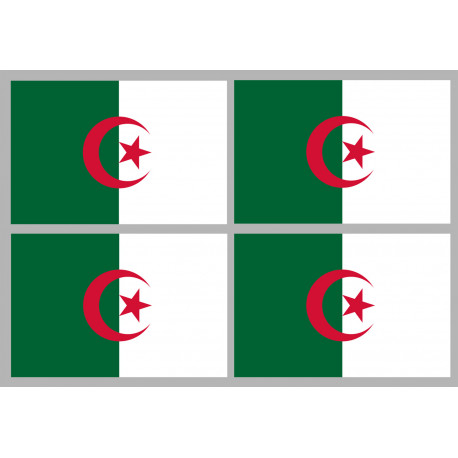 Drapeau Algérie - 4 stickers - 9.5 x 6.3 cm - Autocollant(sticker)
